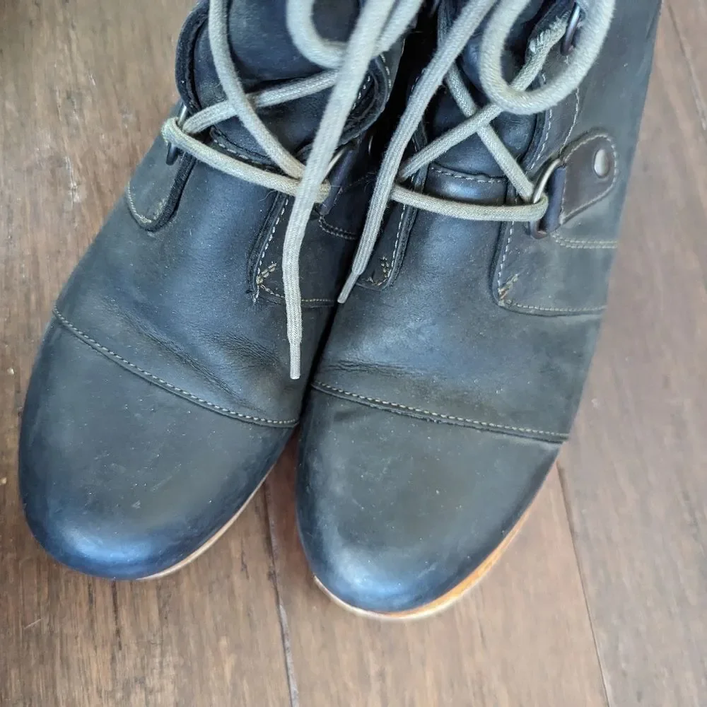 Sorel Joan of Arctic Lace Up Wedge Lexie Wedge Black Leather 11